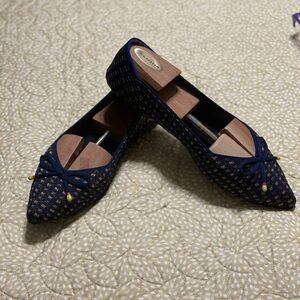 Rothy's The Bow Point Evening Metallic Knit Fabric Ballet Flats Pointed-Toe 9.5
